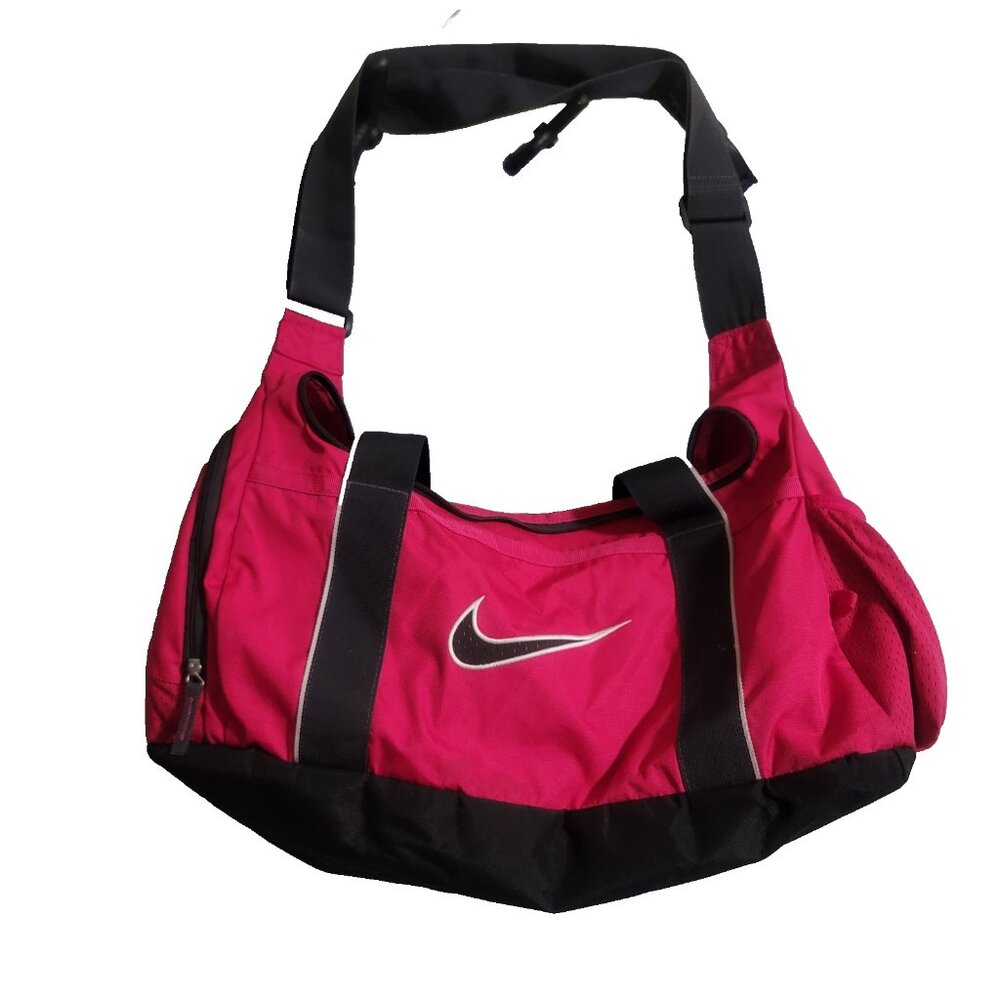 Nike Bag Medium Red Black Duffel Expandable Travel Tote Training Sportswear 22"